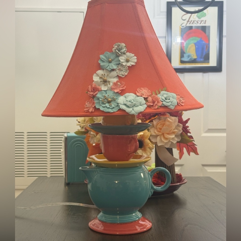Handmade Fiestaware teapot lamp